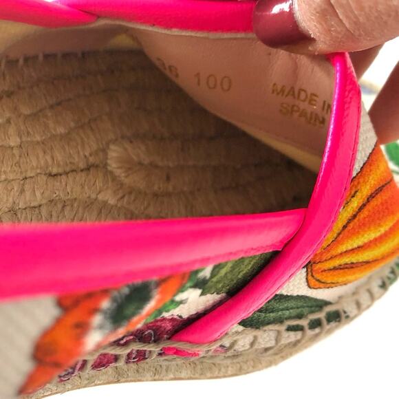 Gucci Flora Print Fuxia Espadrille Canvas Flats Sandals 36 - Picture 11 of 13